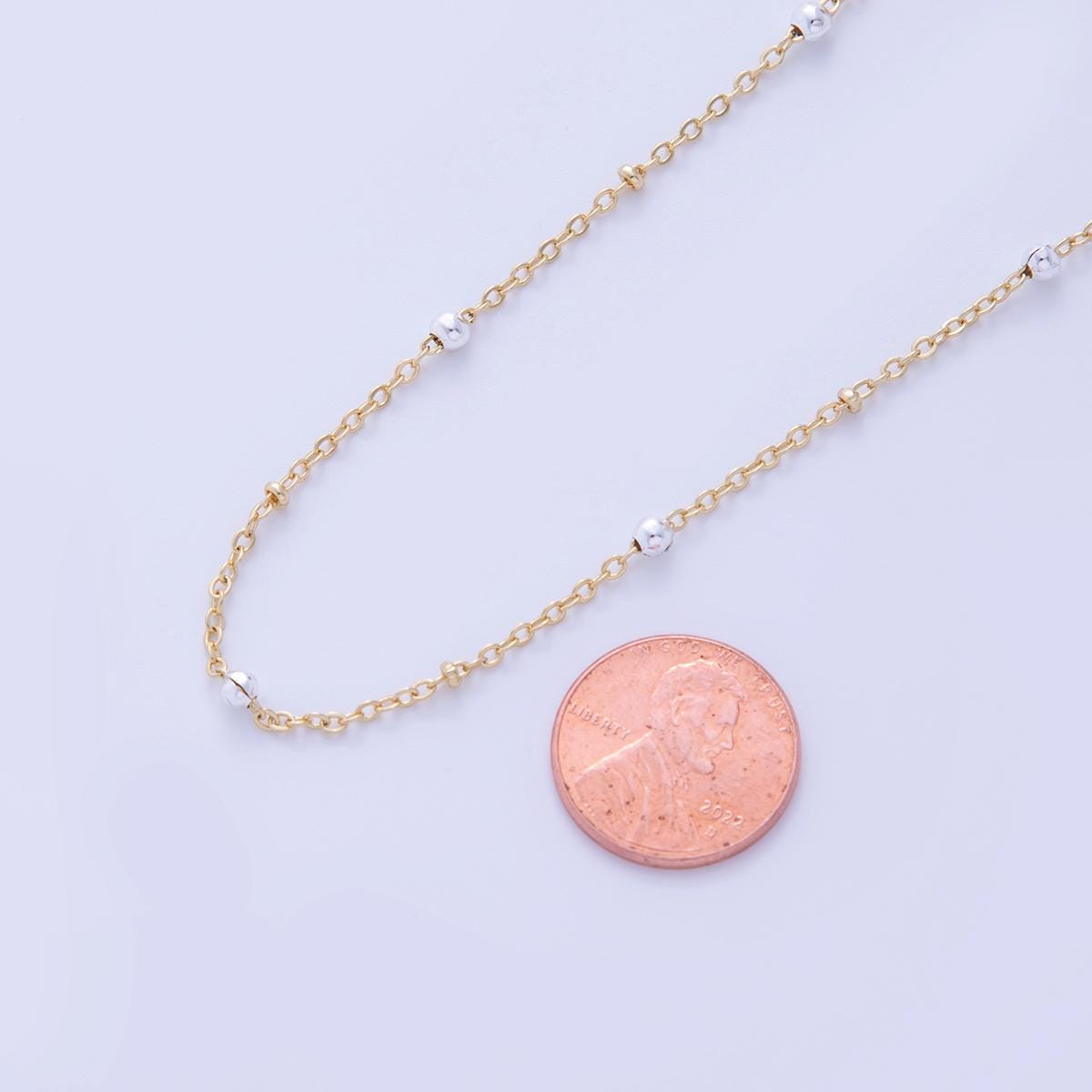 16K Gold Filled Mixed Metal Satellite Cable Unfinished Chain by Yard | Roll-1579