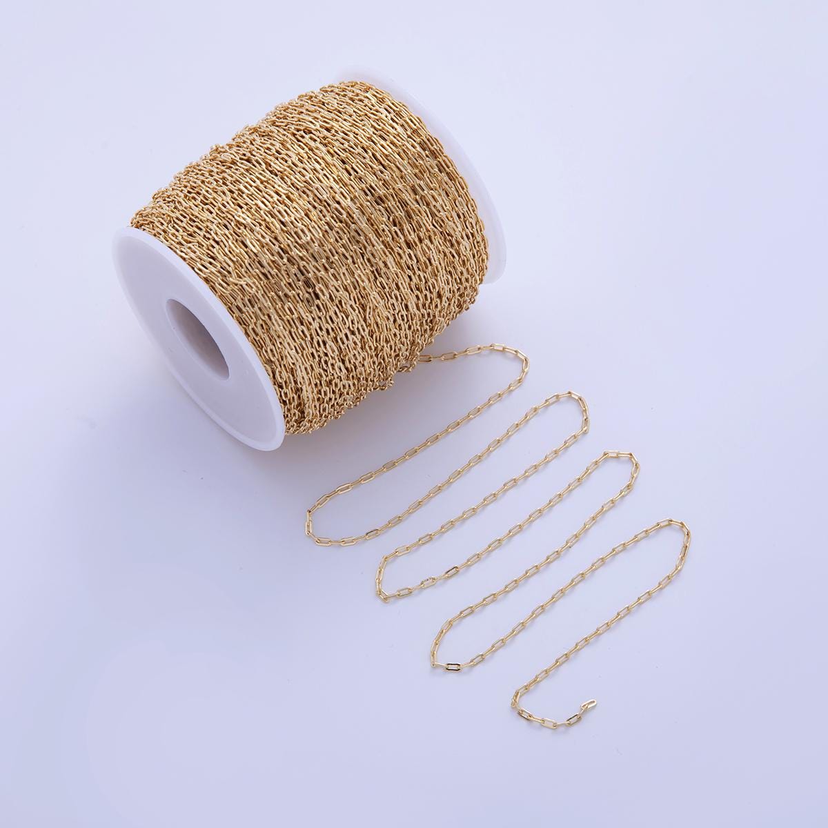 16K Gold Filled 1.7mm Minimalist Paperclip Unfinished Chain by Yard | Roll-1578