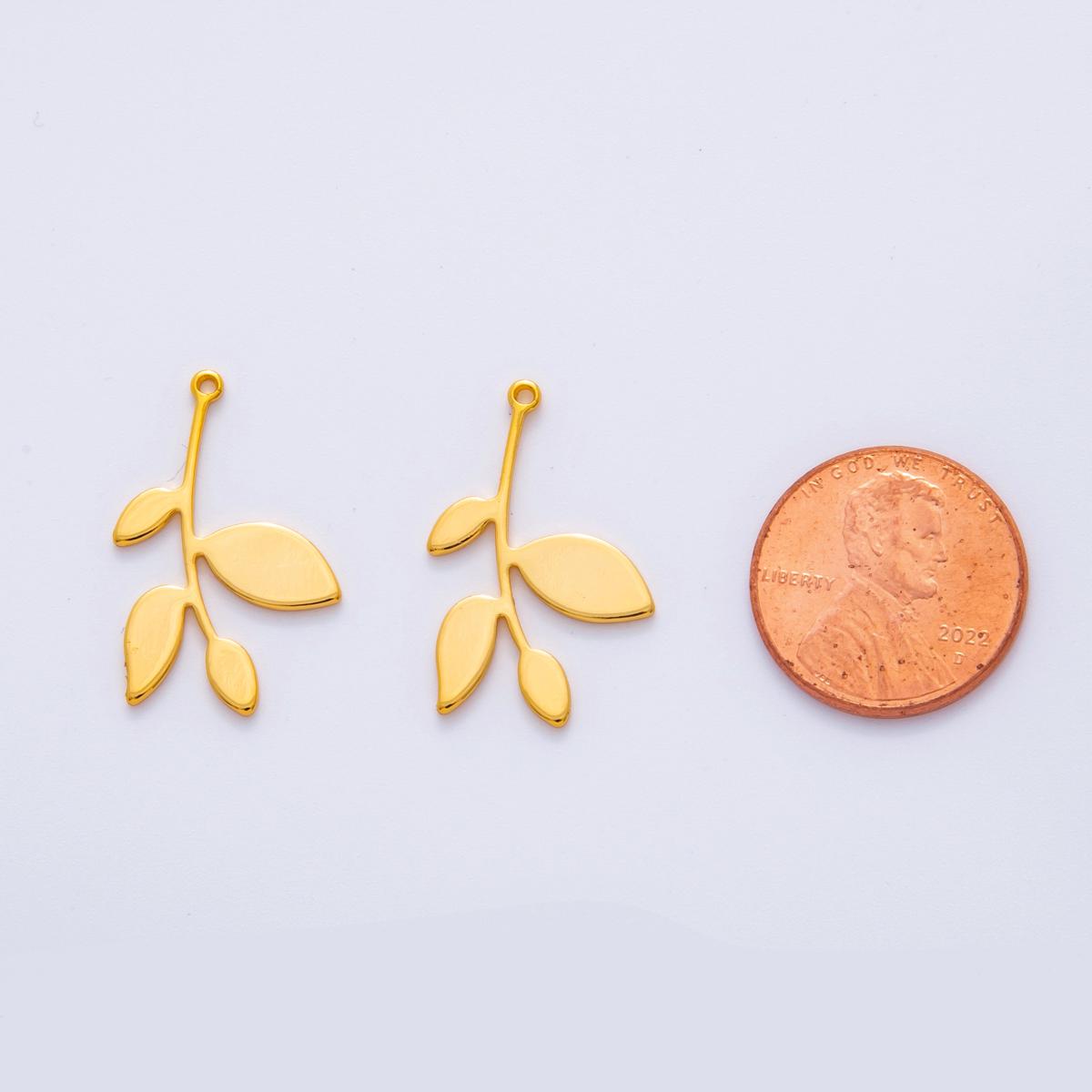Gold Olive Leaf Charms Hammered Earring Supply Modern Matisse Style Charms for DIY Earrings, Lightweight Jewelry Making Supplies Z-1174