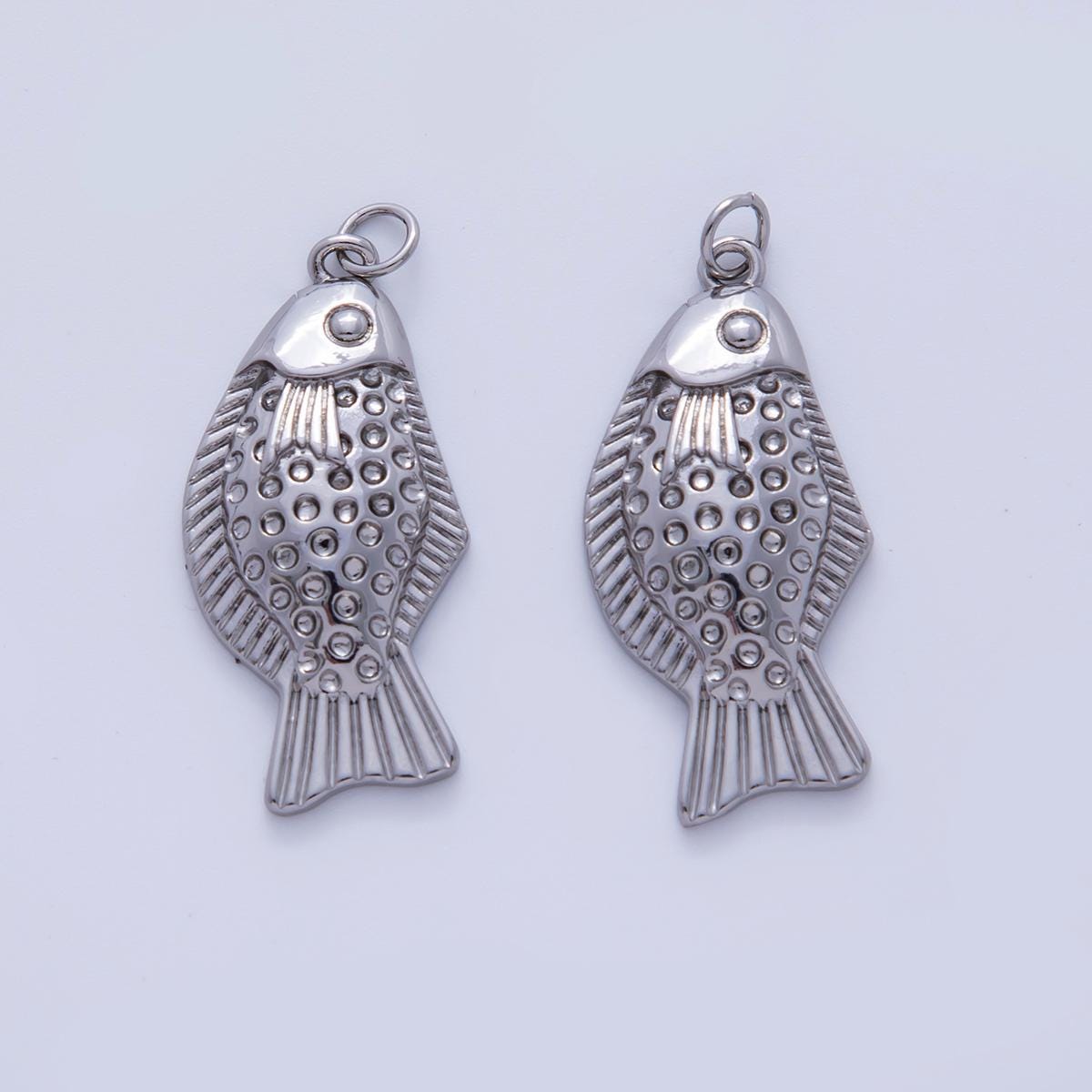 18K Gold Filled 35mm Multidimensional Textured Fish in Gold & Silver | AF329