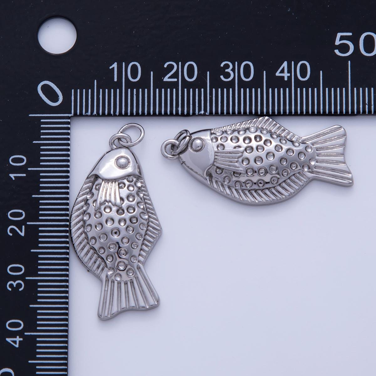 18K Gold Filled 35mm Multidimensional Textured Fish in Gold & Silver | AF329