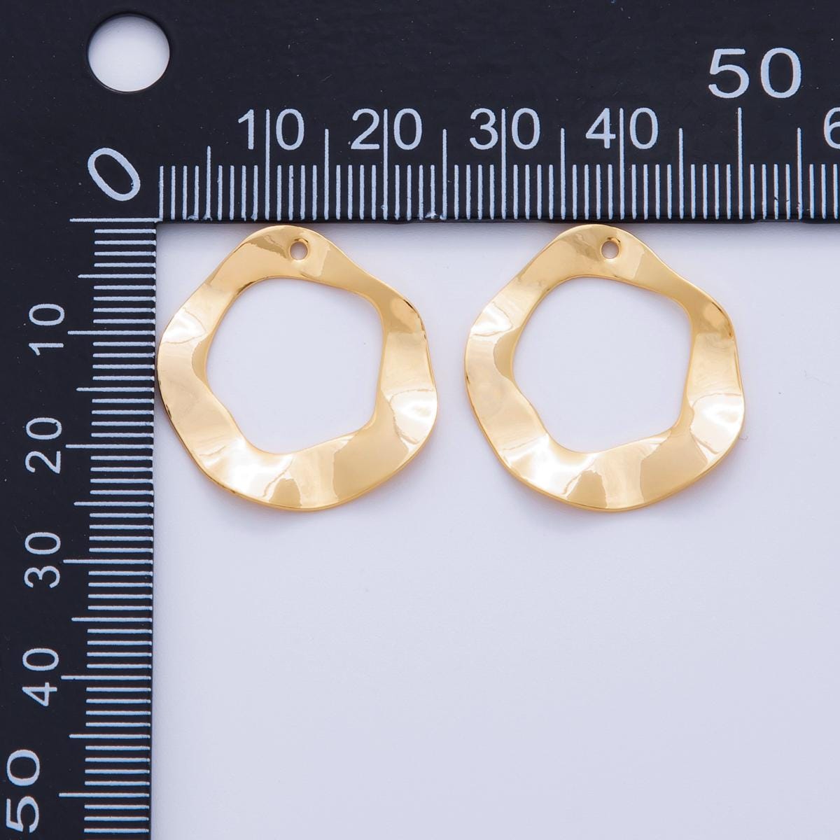 Gold Irregular Open Circle Charms Wavy Organic Hoop Earring Finding Modern Jewelry Making Supplies, Abstract Statement Blanks Z-1182