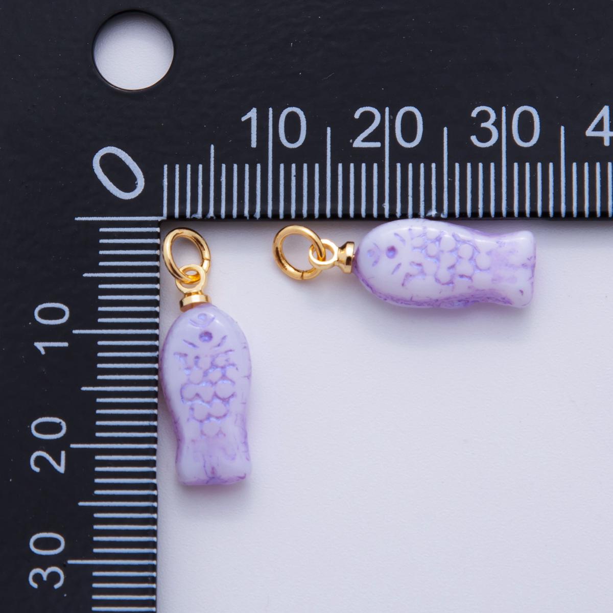 18K Gold Filled Purple Scaled Fish Mini Charm | M392
