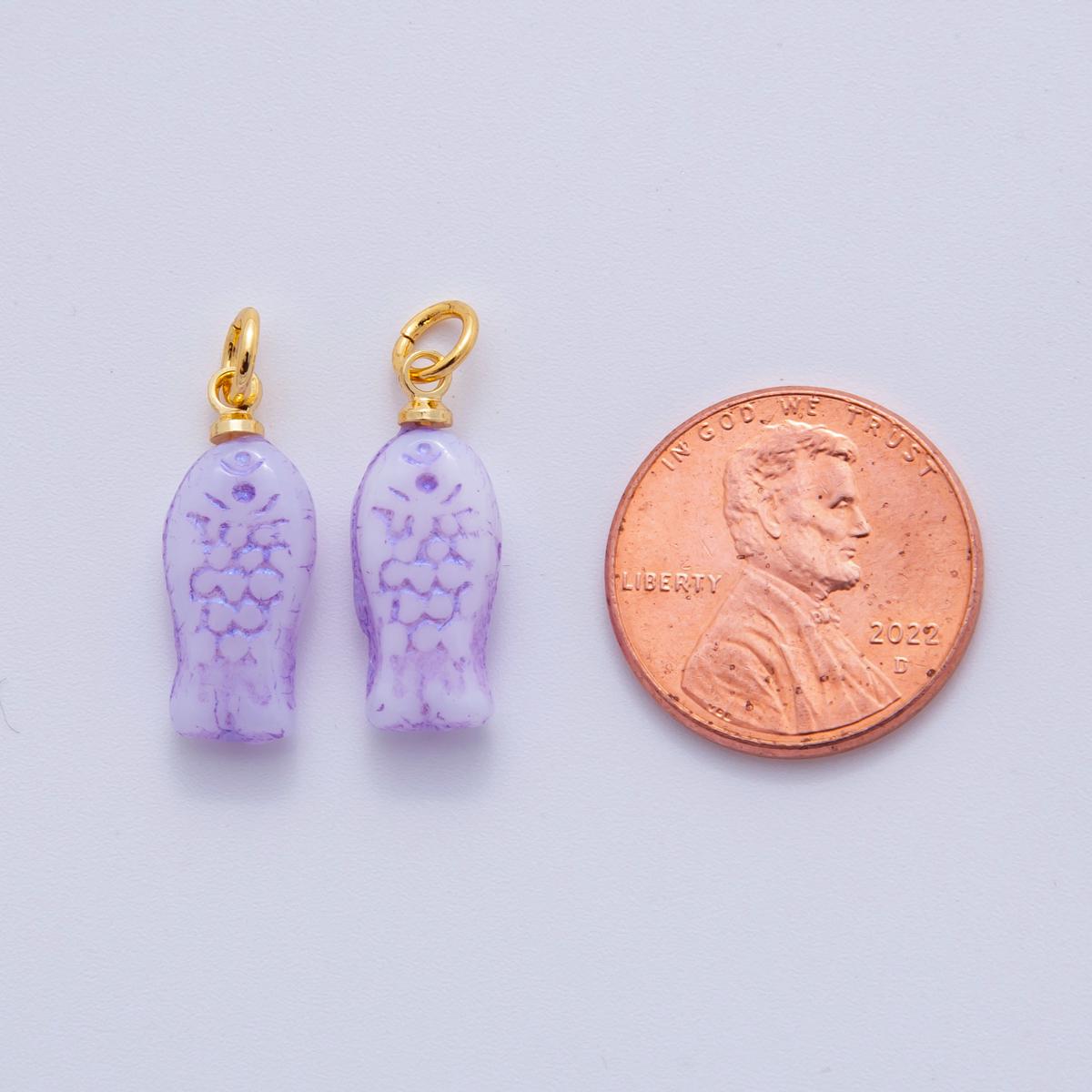 18K Gold Filled Purple Scaled Fish Mini Charm | M392