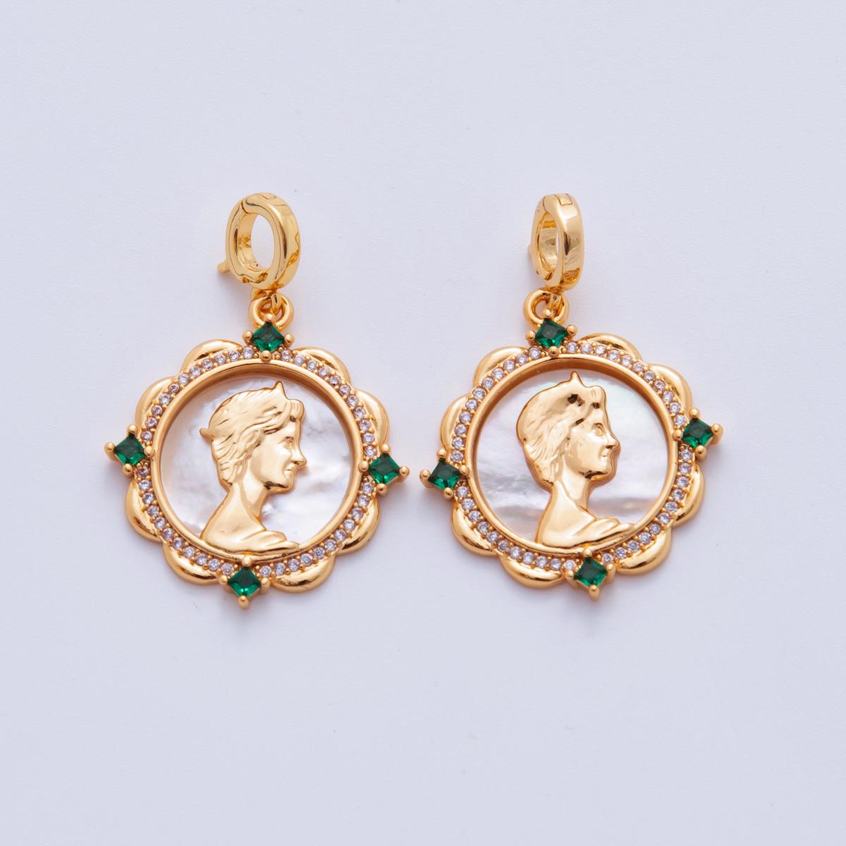 18K Gold Filled Women Silhouette Shell Pearl Drop Snap Bail Pendant | AH711
