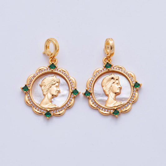 18K Gold Filled Women Silhouette Shell Pearl Drop Snap Bail Pendant | AH711