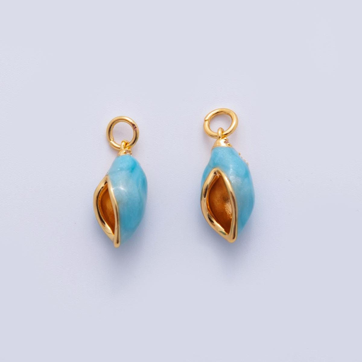 18K Gold Filled Blue Conch Sea Shell Charm | M830