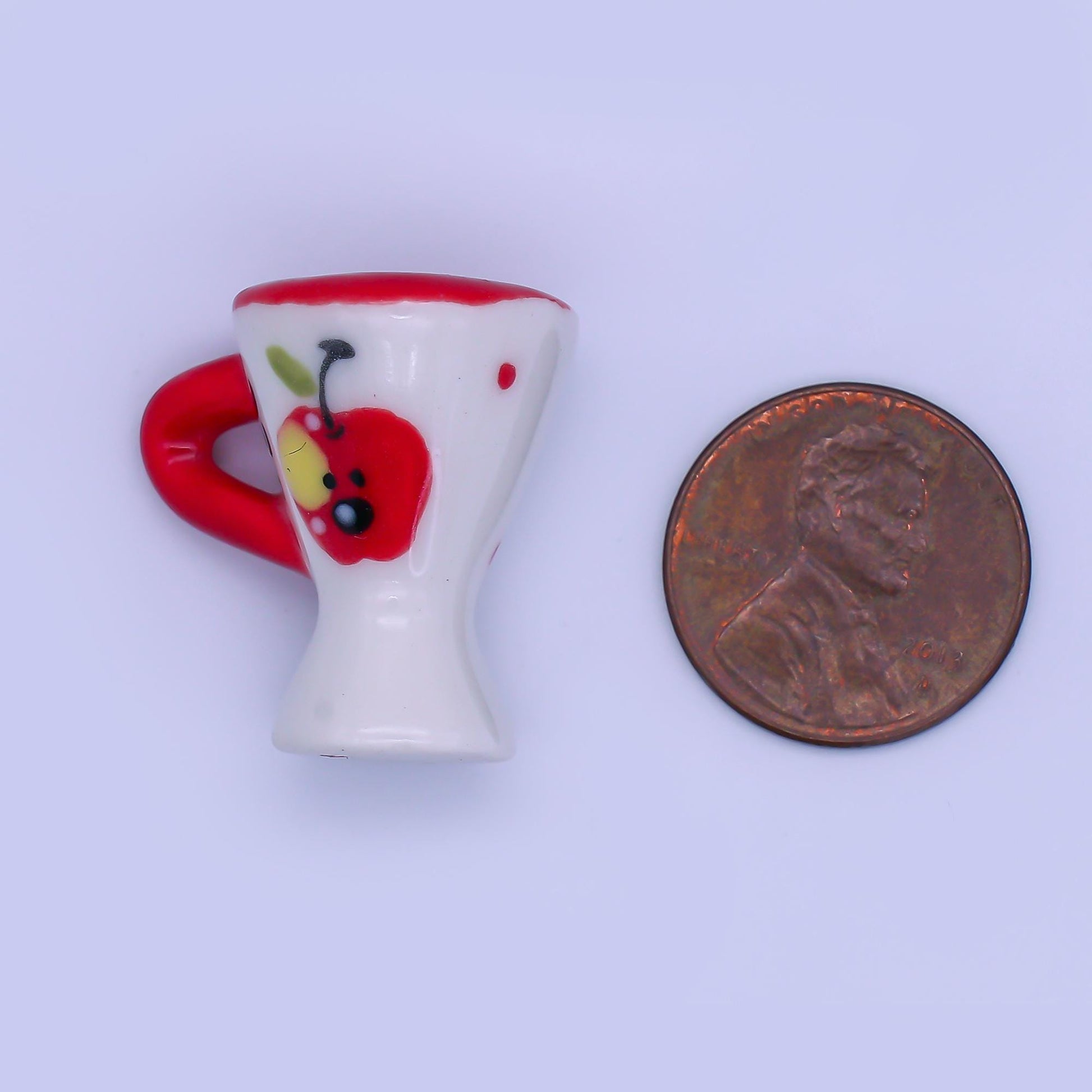 3D Glass Ceramic Charm Porcelain Apple Monitor Toppers Miniature Doll House Mugs Figurine for Teacher Appreciation Gift Idea AH-401