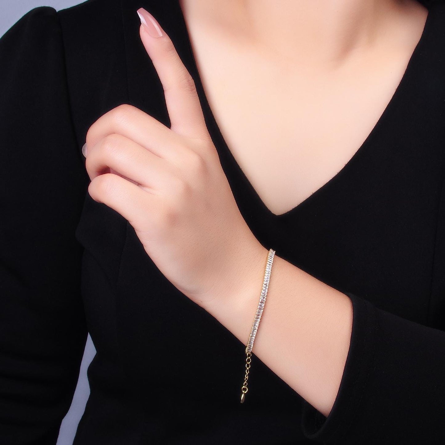 24K Gold Filled 4.5mm Clear CZ Round 7 Inch Tennis Bracelet | WA-2979