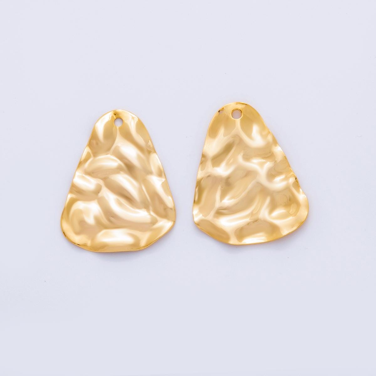 Gold Hammered Triangle Charms Molten Rustic Earring Finding Lightweight Dangle Pendant Supplies, DIY Jewelry Making Components Z-1187