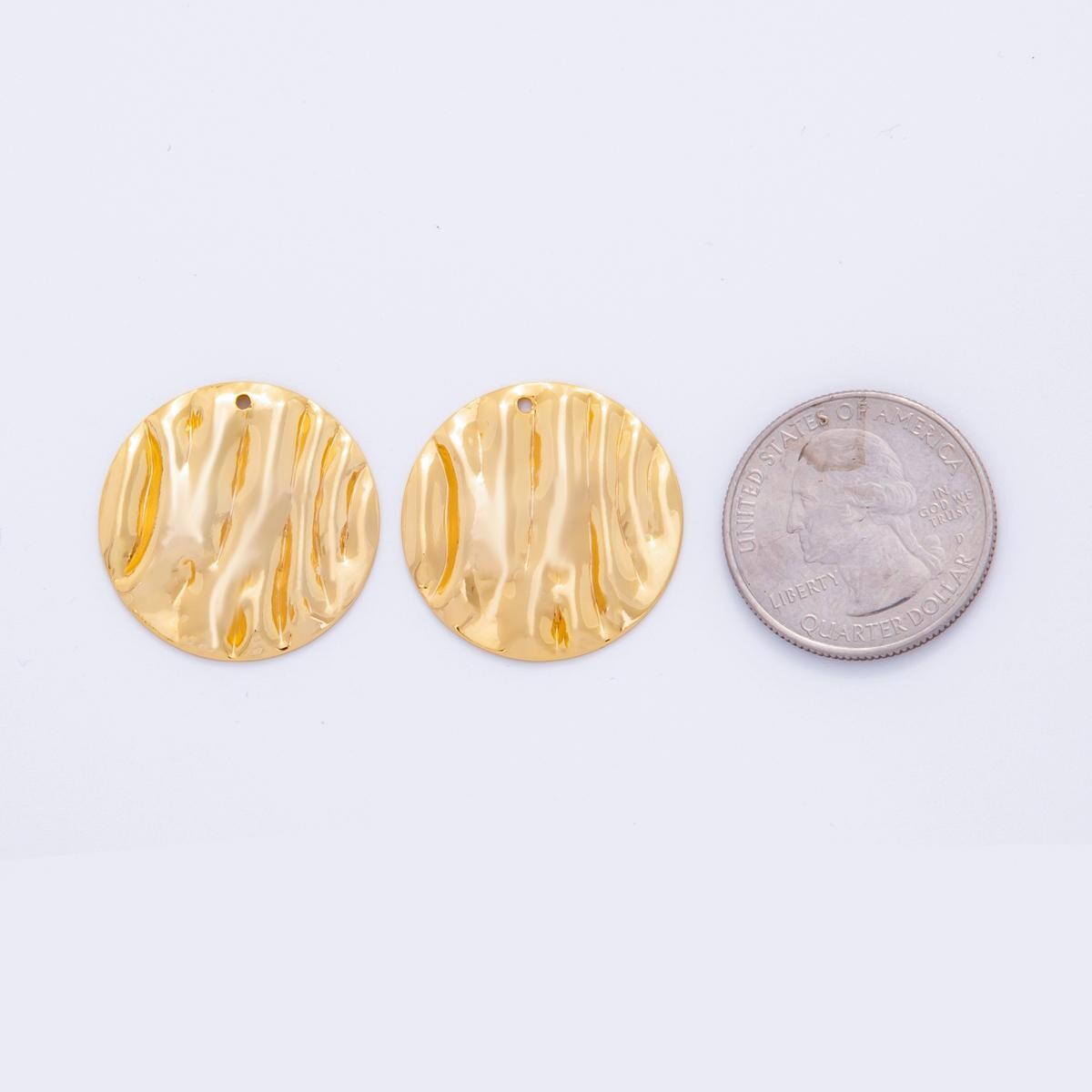Dainty Gold Molten Wave Charms Geometric Coin Gold Earring Findings Dangle Charm for Earring Components DIY Jewelry Making Z-1188