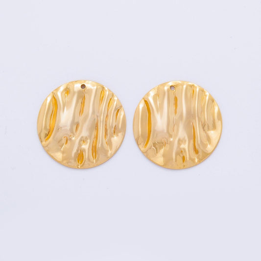 Dainty Gold Molten Wave Charms Geometric Coin Gold Earring Findings Dangle Charm for Earring Components DIY Jewelry Making Z-1188