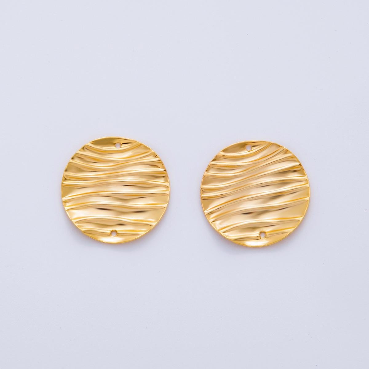 Dainty Gold Molten Wave Charms Geometric Coin Gold Earring Findings Dangle Charm for Earring Components DIY Jewelry Making Z-1189