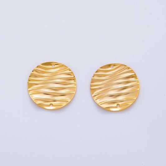 Dainty Gold Molten Wave Charms Geometric Coin Gold Earring Findings Dangle Charm for Earring Components DIY Jewelry Making Z-1189