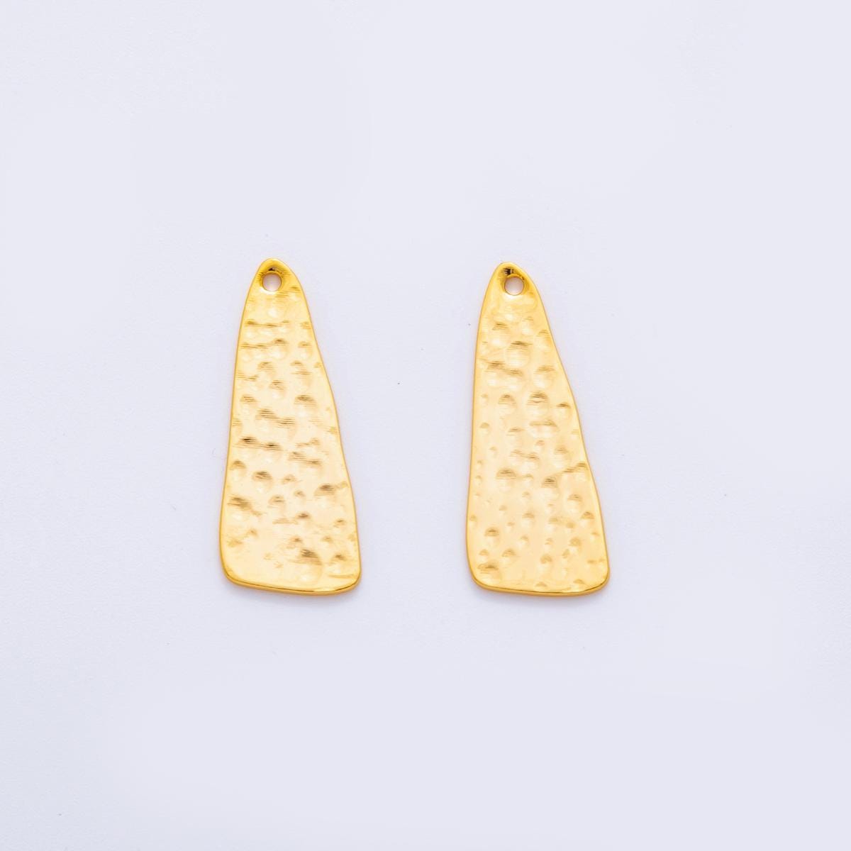 Gold Hammered Abstract Triangle Charms Tag Shape Earring Finding Lightweight Dangle Pendant Supplies, DIY Jewelry Making Components Z-1194