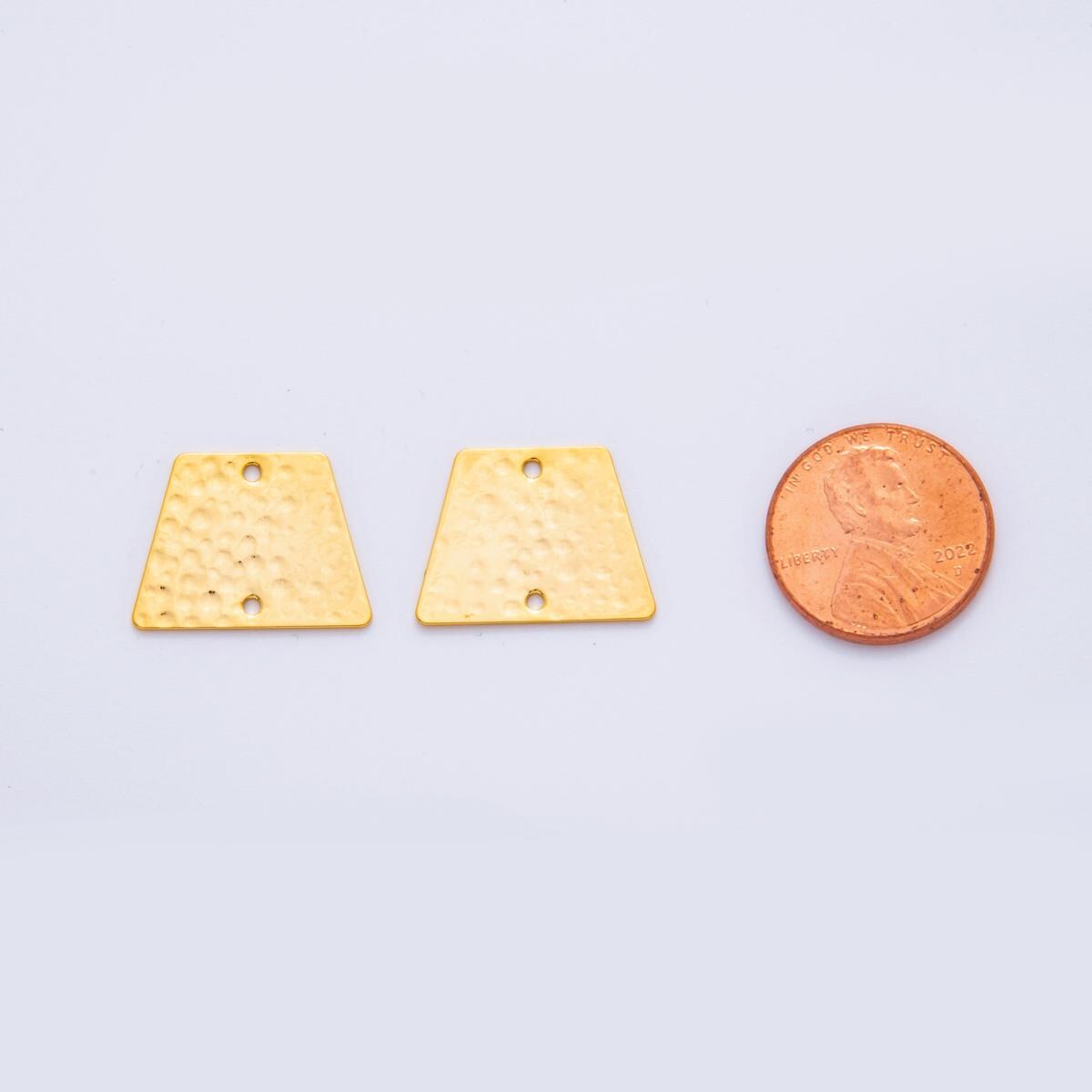 Gold Hammered Abstract Trapezoid Charms Tag Shape Earring Finding Double hole Dangle Pendant Supplies, DIY Jewelry Making Components Z-1198
