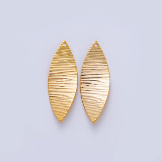Dainty Gold Leaf Bar Charms Brushed Metal Earring Findings Long Surfboard Vertical Dangle Components for DIY Jewelry Making Z-1199
