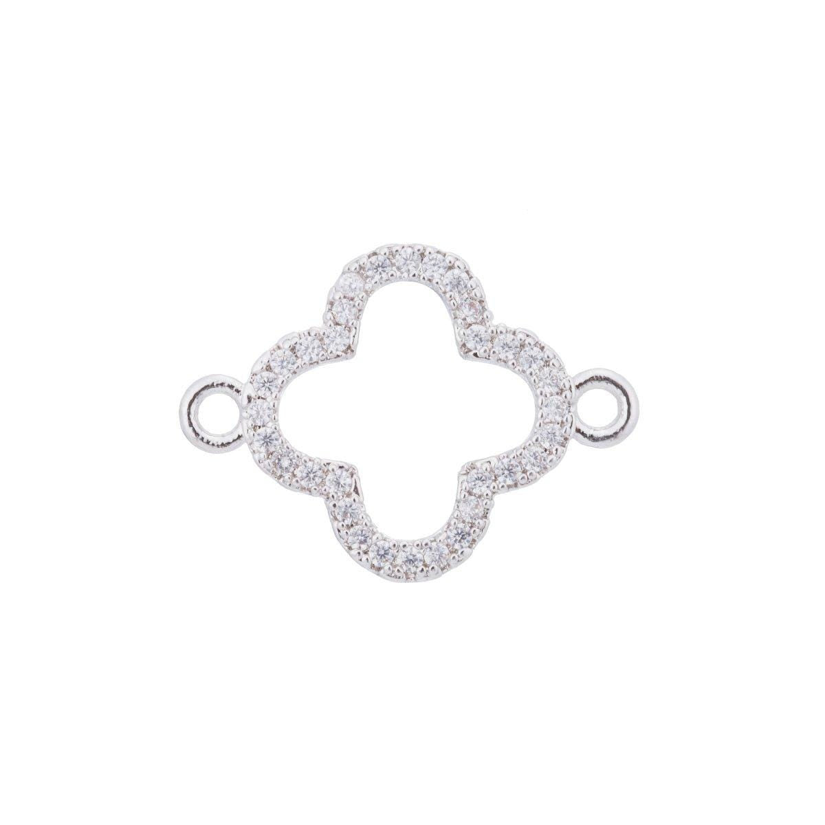 Gold Filled Clover Flower DIY Gift Cubic Zirconia Bracelet Charm Bead CONNECTOR for Jewelry Making | F-099
