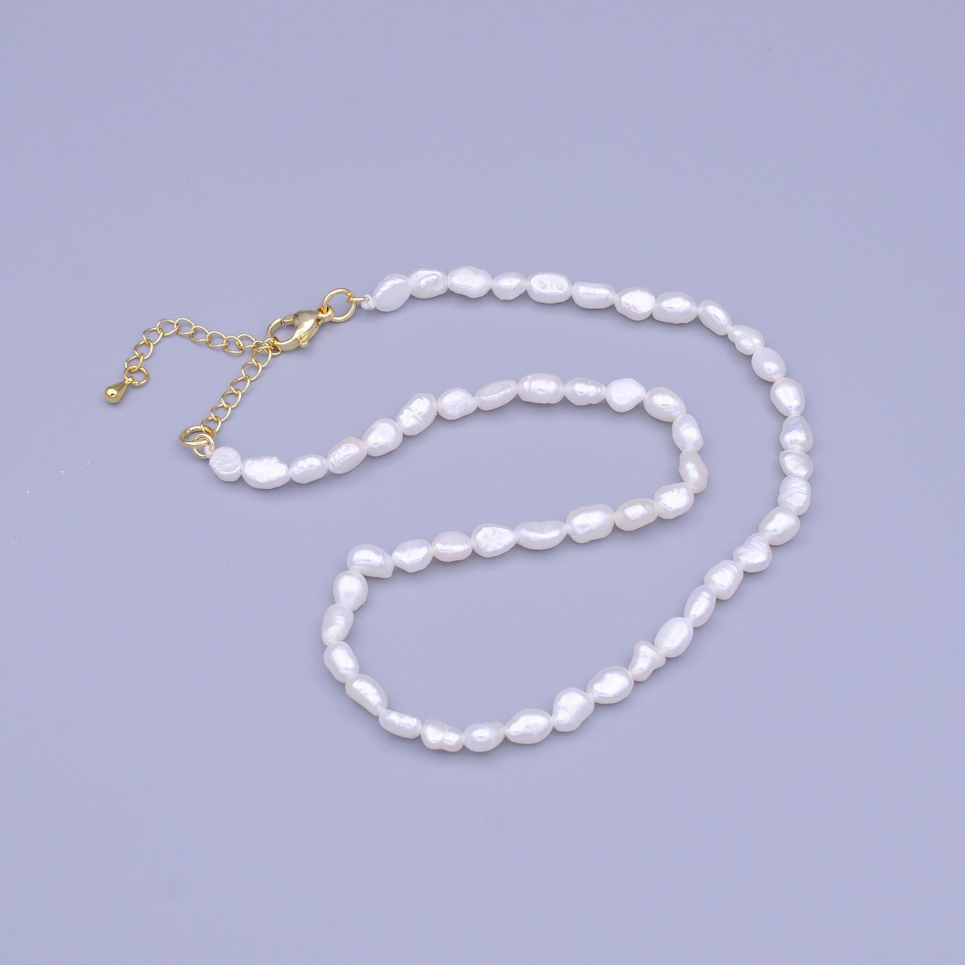 Dainty Freshwater seed pearls Choker Necklace Handmade White Pearl Necklace 14.5 inch + 2 inch Chain Extender Handmade Necklace WA1462