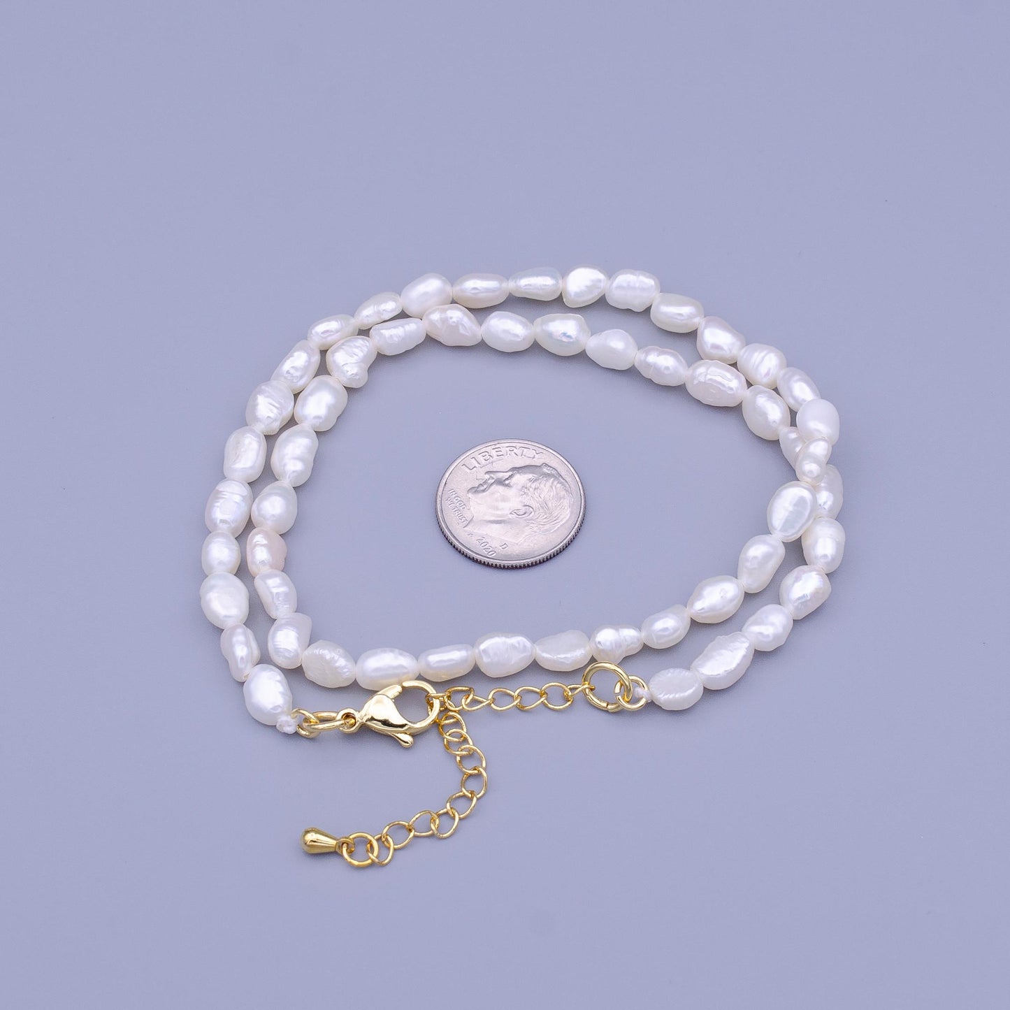 Dainty Freshwater seed pearls Choker Necklace Handmade White Pearl Necklace 14.5 inch + 2 inch Chain Extender Handmade Necklace WA1462
