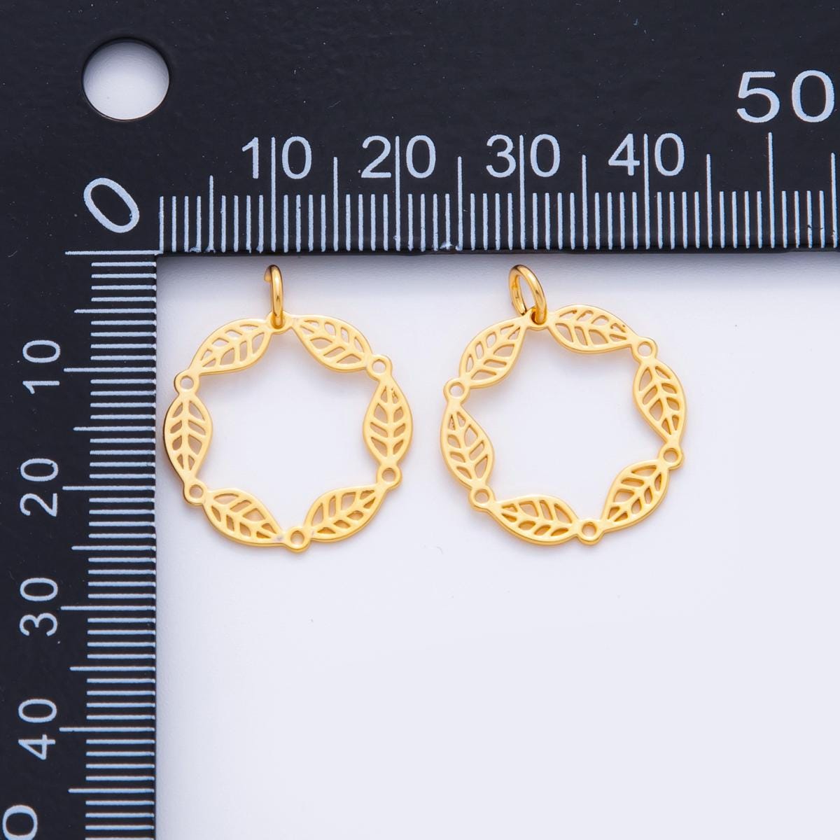 Gold Leaf Circle Charm Wreath Style Open Frame Pendants for Earrings Lightweight Nature Inspired Jewelry Findings DIY Earring Supplies X-761