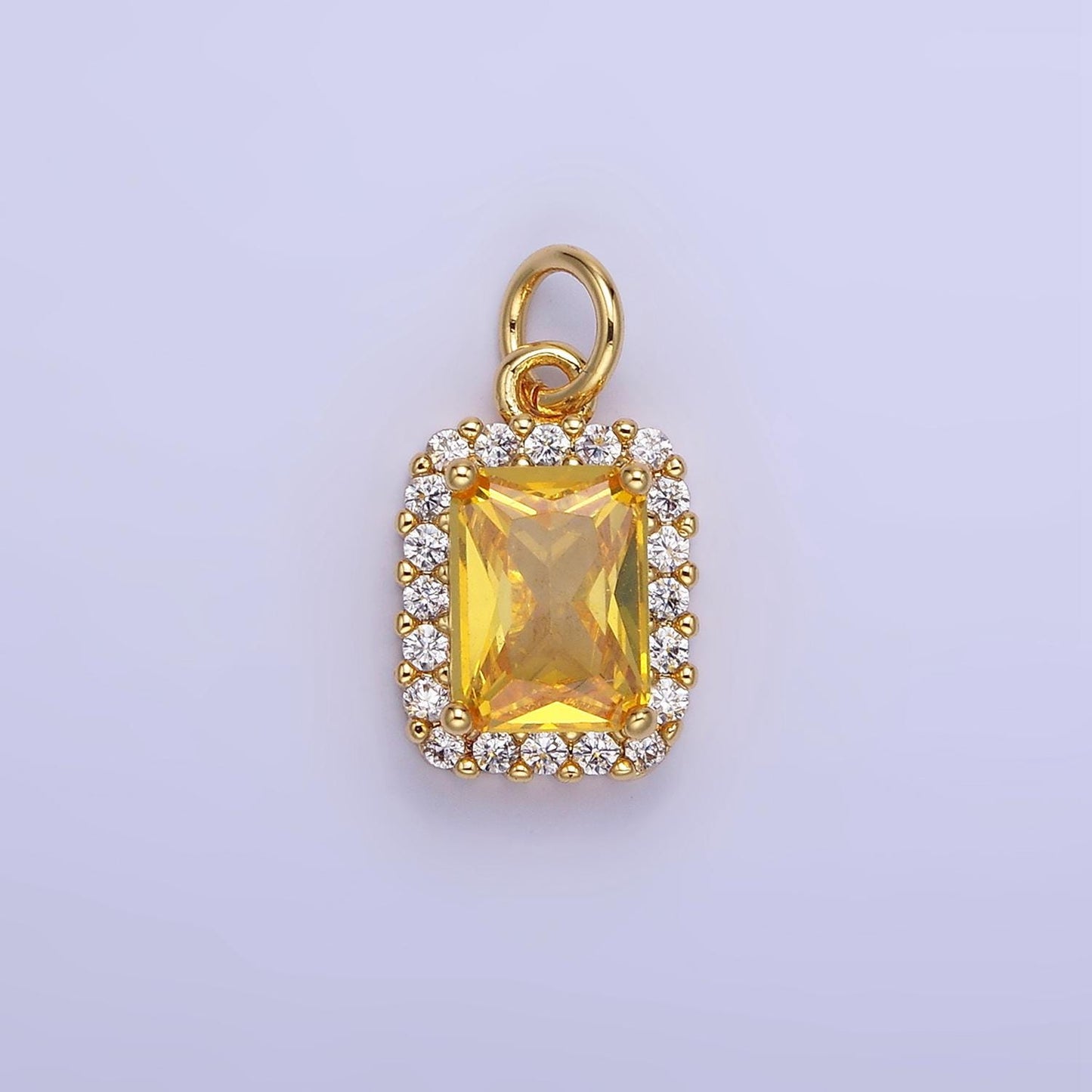 14K Gold Filled Baguette Micro Paved CZ Charm in Gold & Silver | AG768 - AG774
