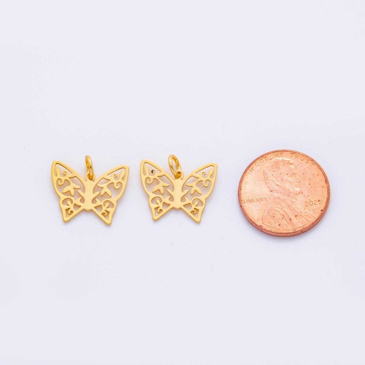 Gold Butterfly Charms Filigree Cutout Butterfly Pendants M-494
