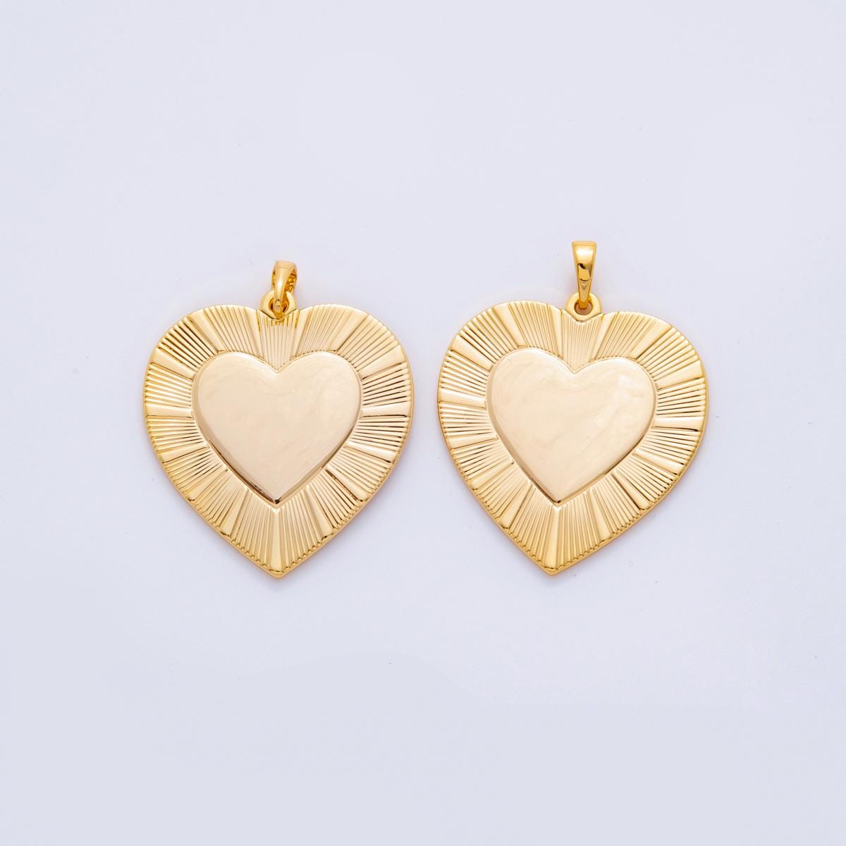 18K Gold filled heart charm necklace sunburst gold pendant, dainty heart love valentine gift necklace supply AH-703