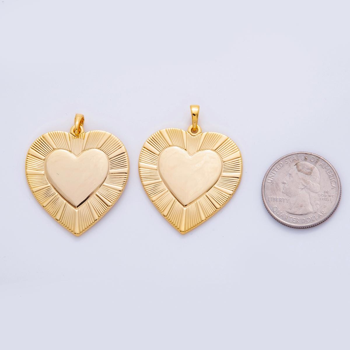18K Gold filled heart charm necklace sunburst gold pendant, dainty heart love valentine gift necklace supply AH-703