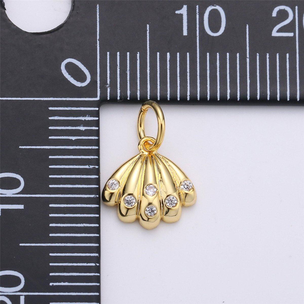 24k Gold Filled Shell Pendant Charm, Seashell, Ocean Sea Life Charms, Scallop Shell Charm for Bracelet Necklace D-007