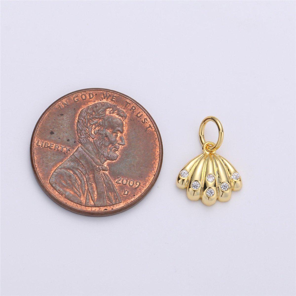 24k Gold Filled Shell Pendant Charm, Seashell, Ocean Sea Life Charms, Scallop Shell Charm for Bracelet Necklace D-007