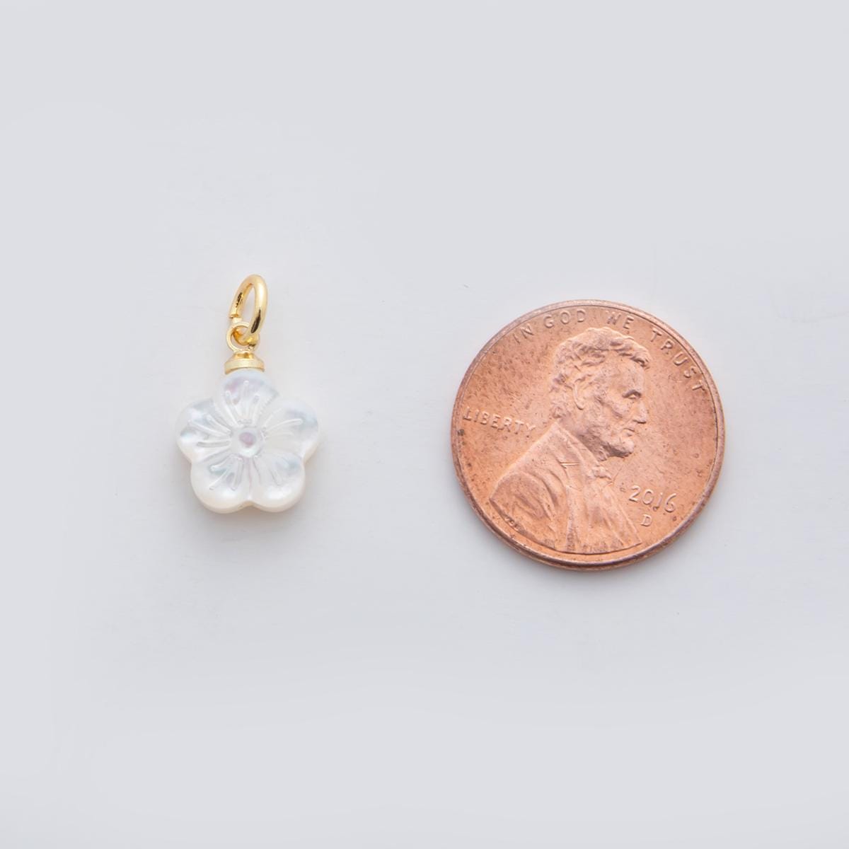 18k gold filled shell pearl Hibiscus charms flower pendant for bracelet necklace earring charm AJ-309