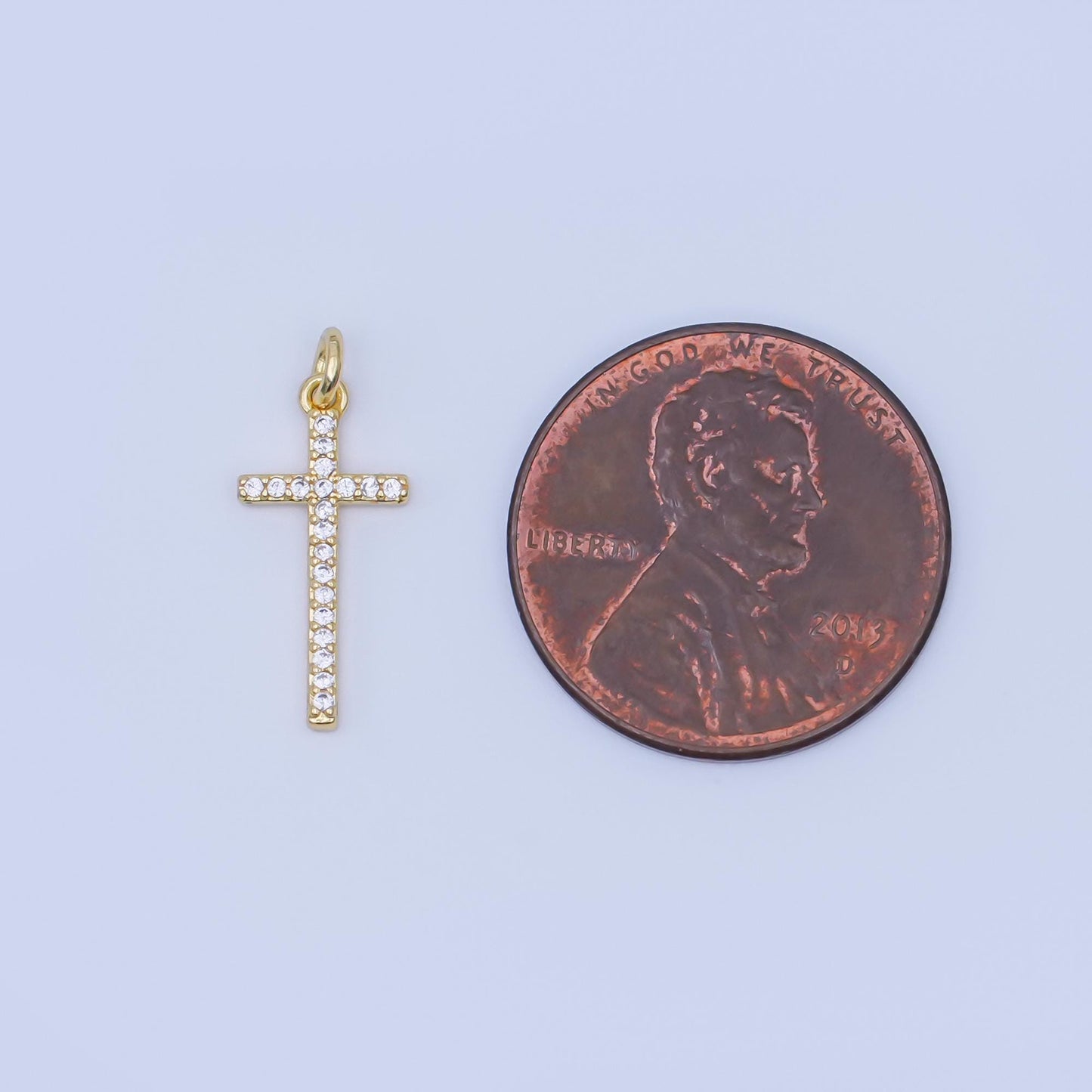 24K Gold Filled Micro Paved CZ Religious Cross Charm | AF439