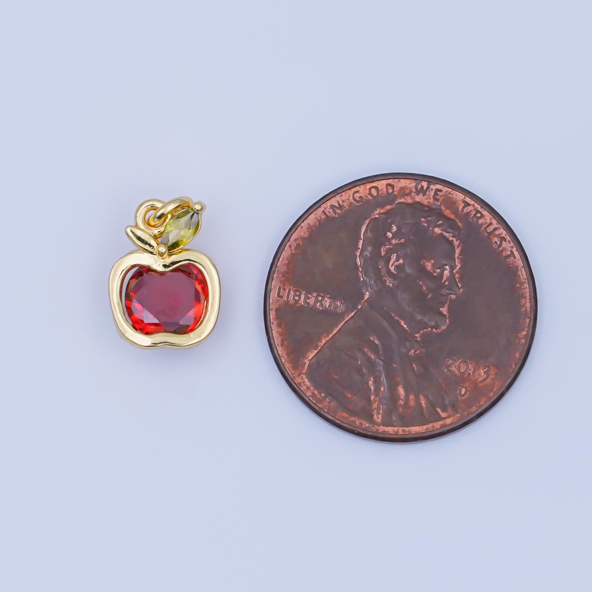 24K Gold Filled Red CZ Apple Fruit Charm | AF445