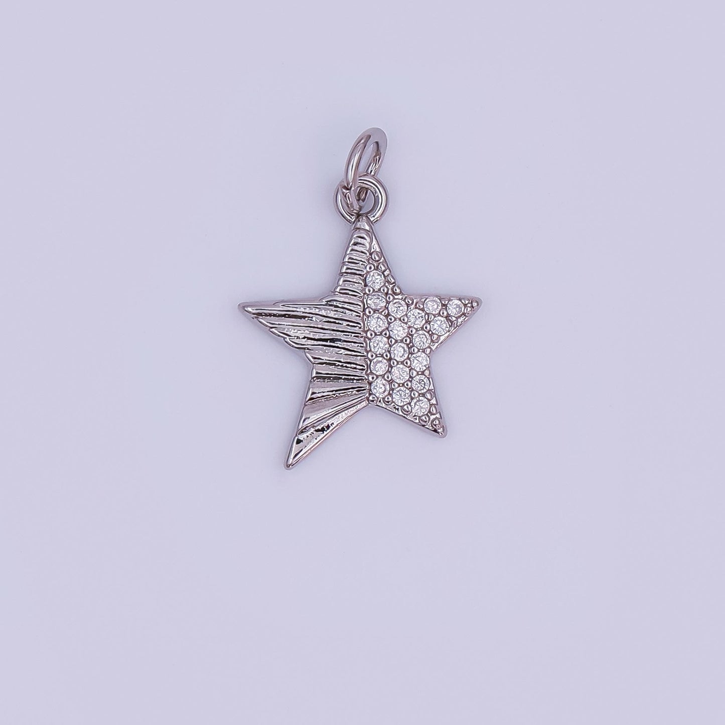 24K Gold Filled Micro Paved CZ Sunburst Star Charm in Gold & Silver | AF428