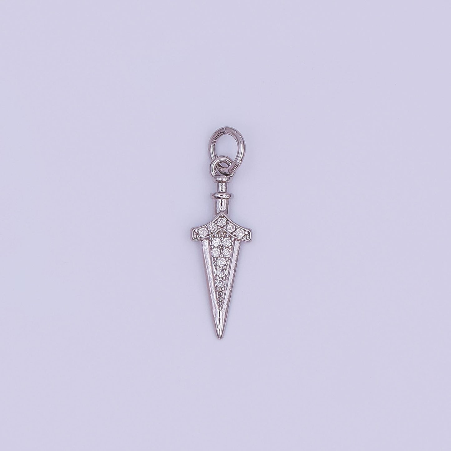 24K Gold Filled Micro Paved CZ Knife Blade Charm in Gold & Silver | AF429