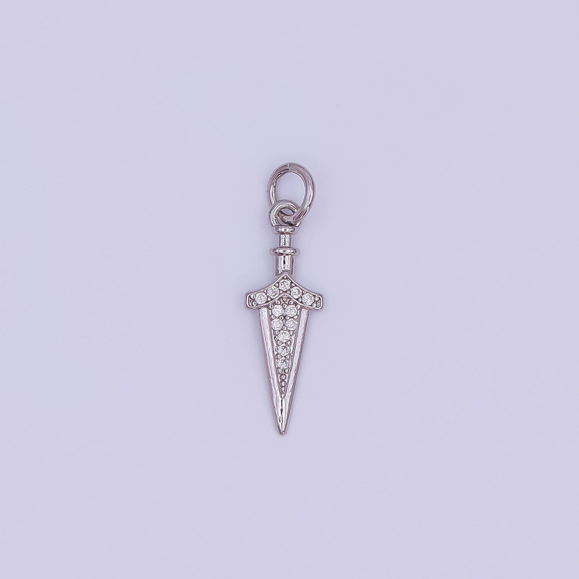 24K Gold Filled Micro Paved CZ Knife Blade Charm in Gold & Silver | AF429
