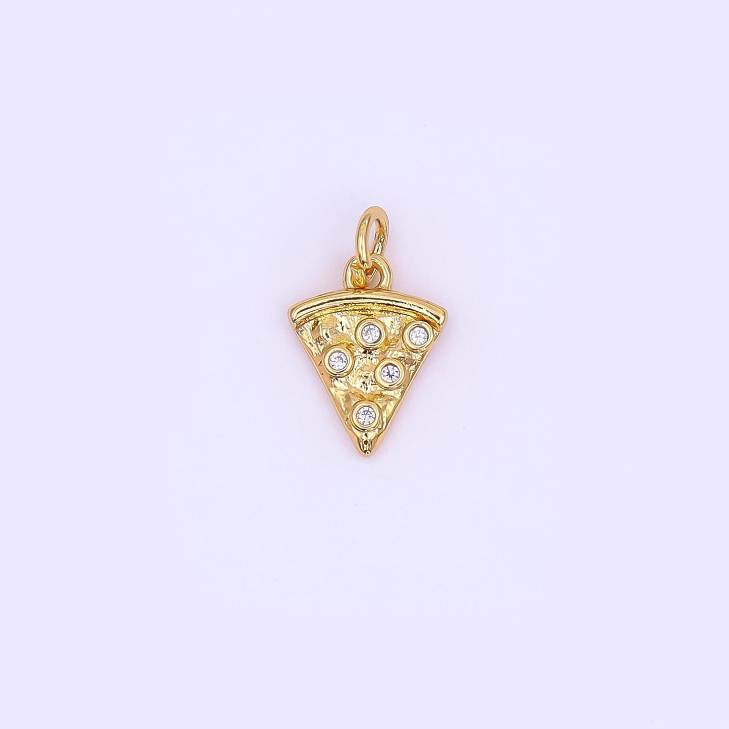 24K Gold Filled Clear CZ Pizza Slice Mini Charm in Gold & Silver | AF438