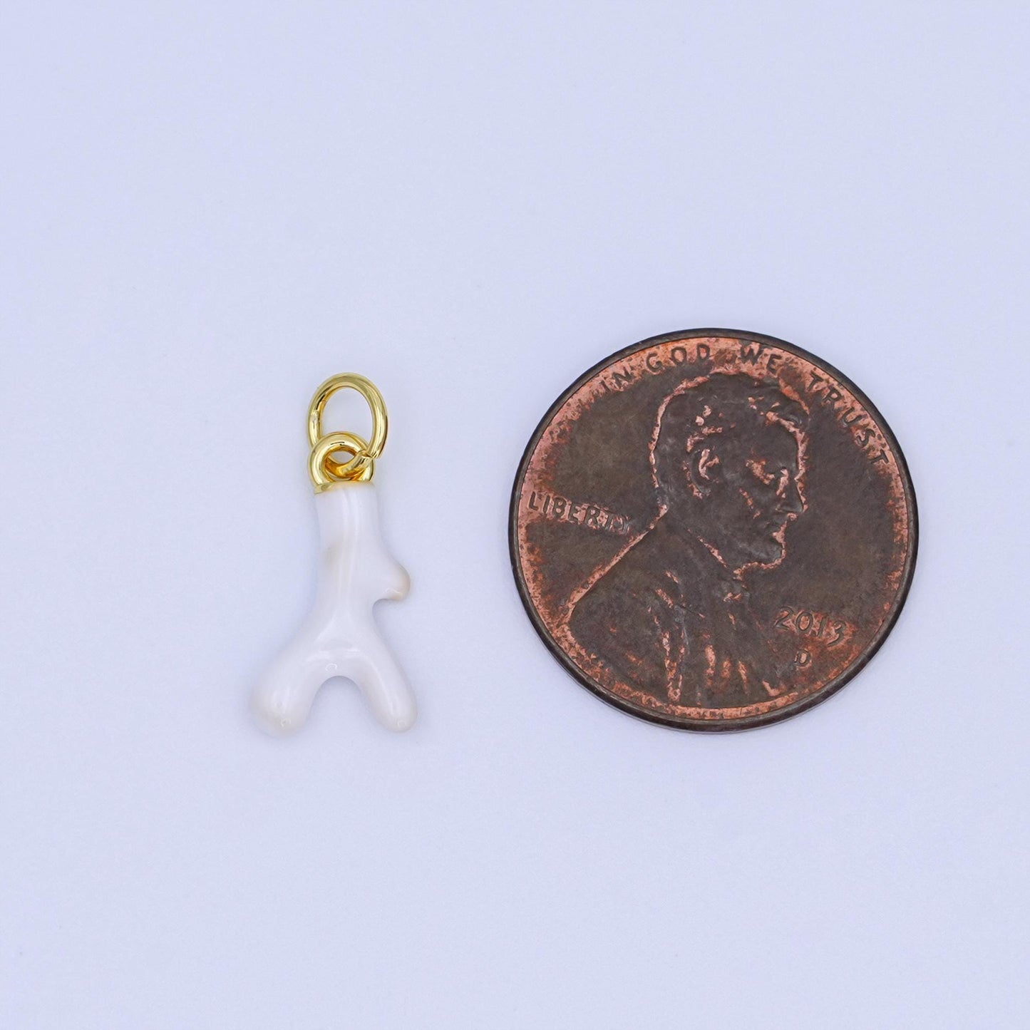 24K Gold Filled White Geometric Coral Reef Enamel Charm | AF452