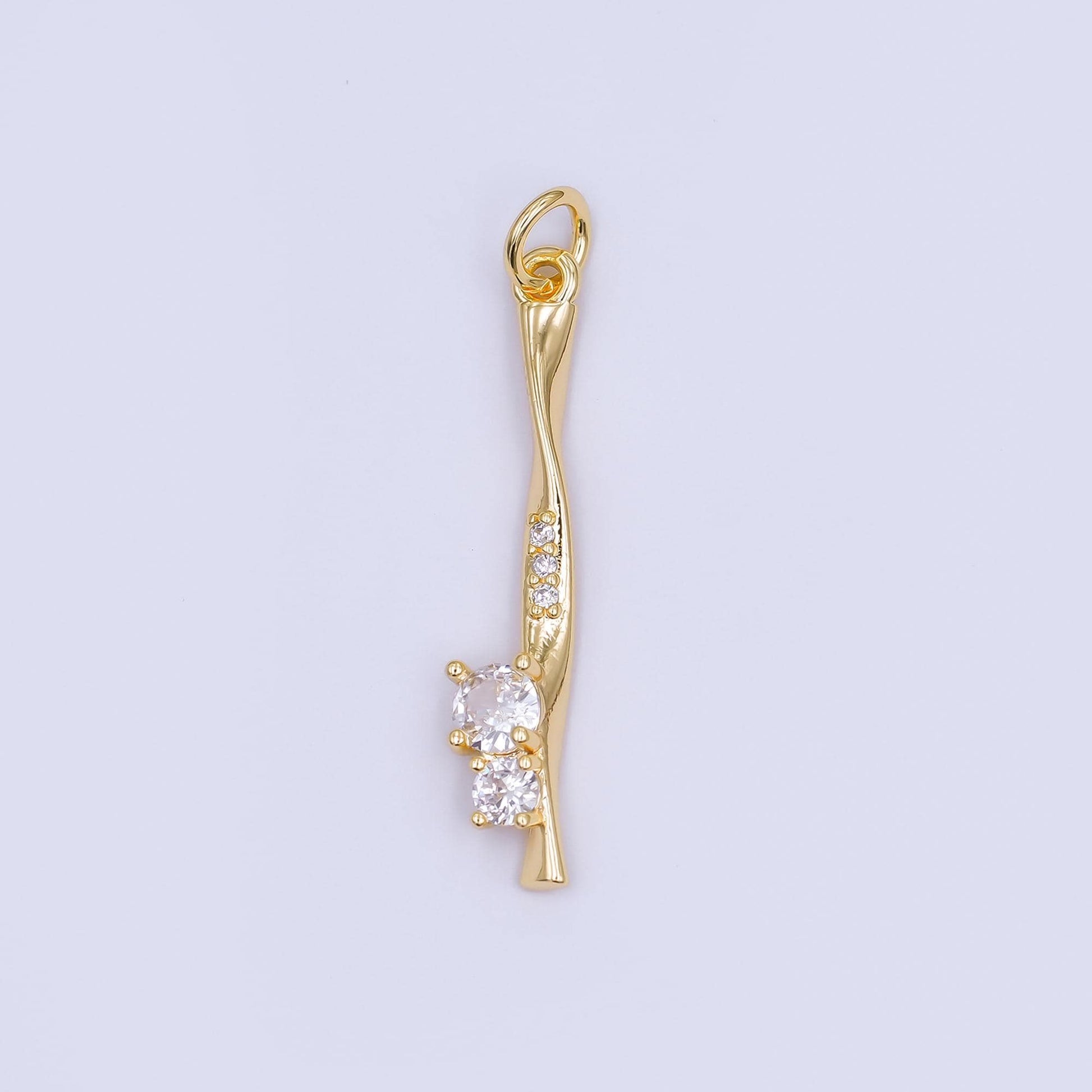 24K Gold Filled Micro Paved CZ Molten Drip Charm in Gold & Silver | AF469