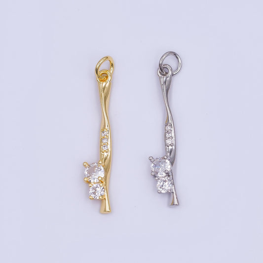 24K Gold Filled Micro Paved CZ Molten Drip Charm in Gold & Silver | AF469