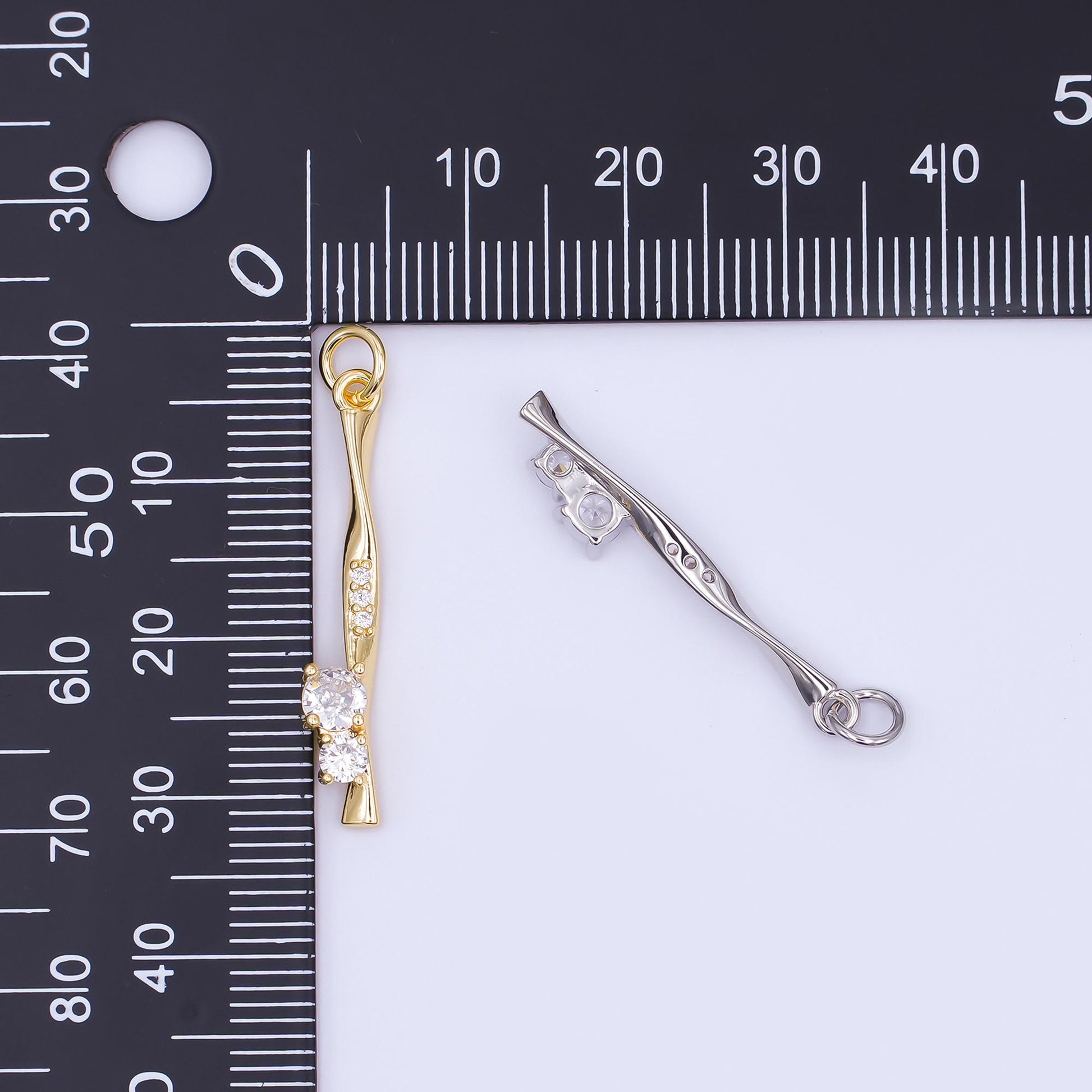 24K Gold Filled Micro Paved CZ Molten Drip Charm in Gold & Silver | AF469