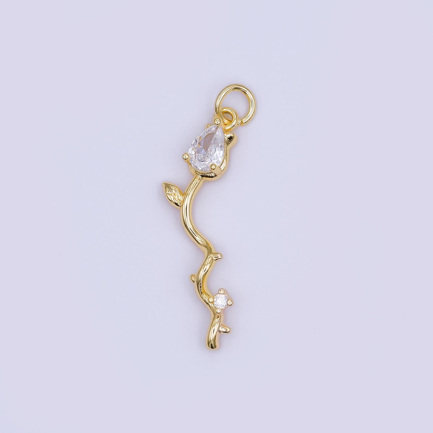 24K Gold Filled Marquise Tulip Flower Wavy Charm in Gold & Silver | AF473