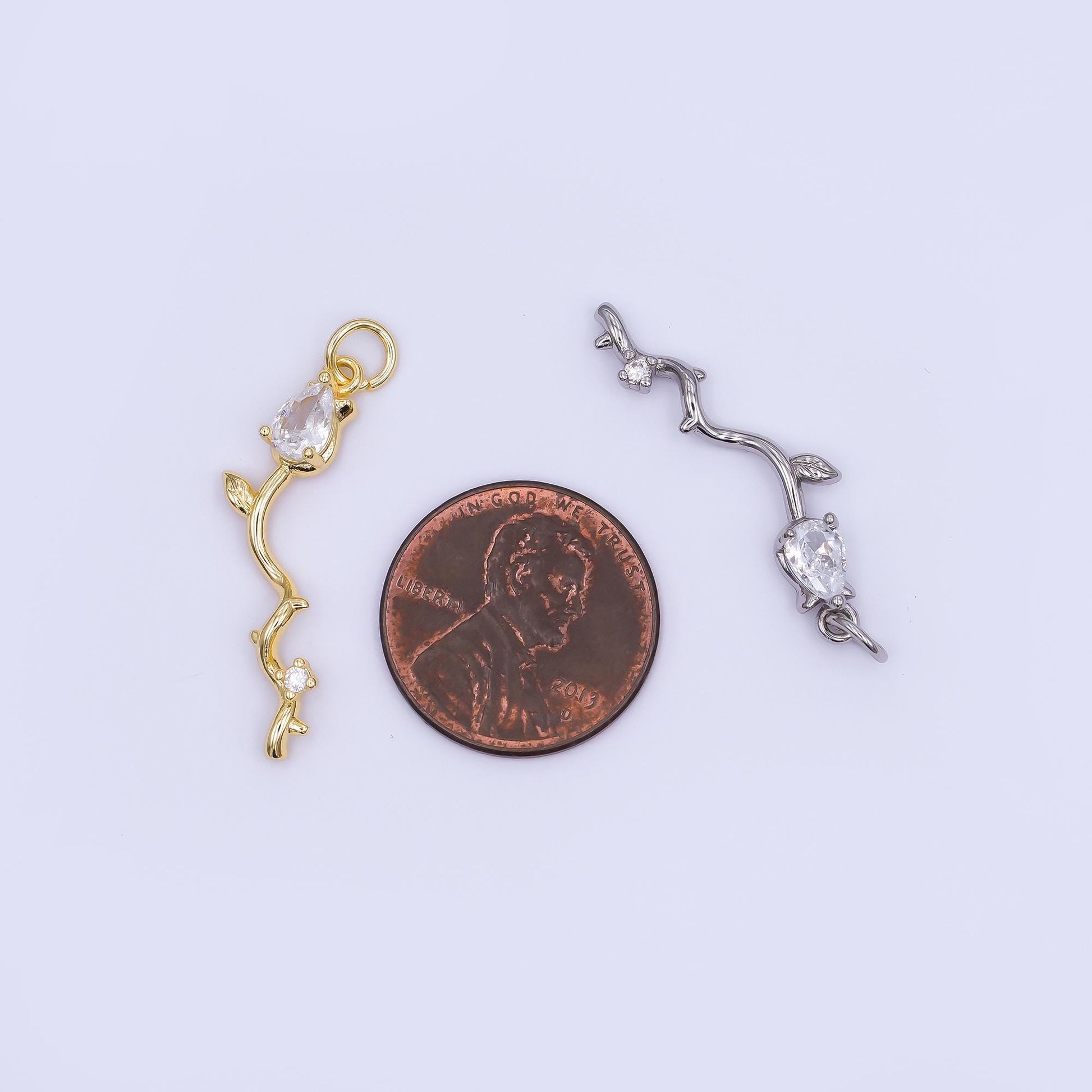 24K Gold Filled Marquise Tulip Flower Wavy Charm in Gold & Silver | AF473