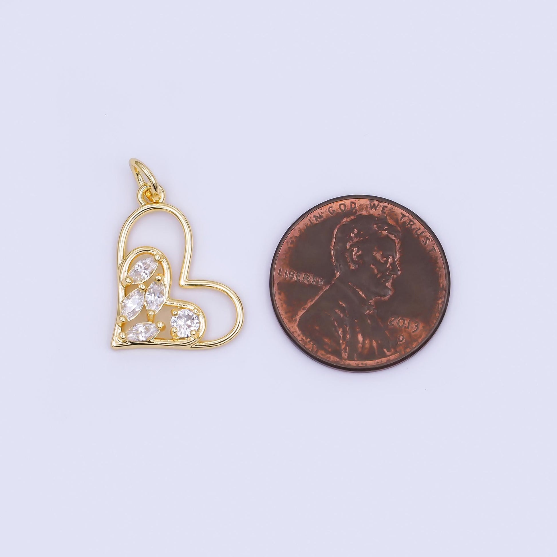 24K Gold Filled Marquise CZ Open Heart Charm | AF468