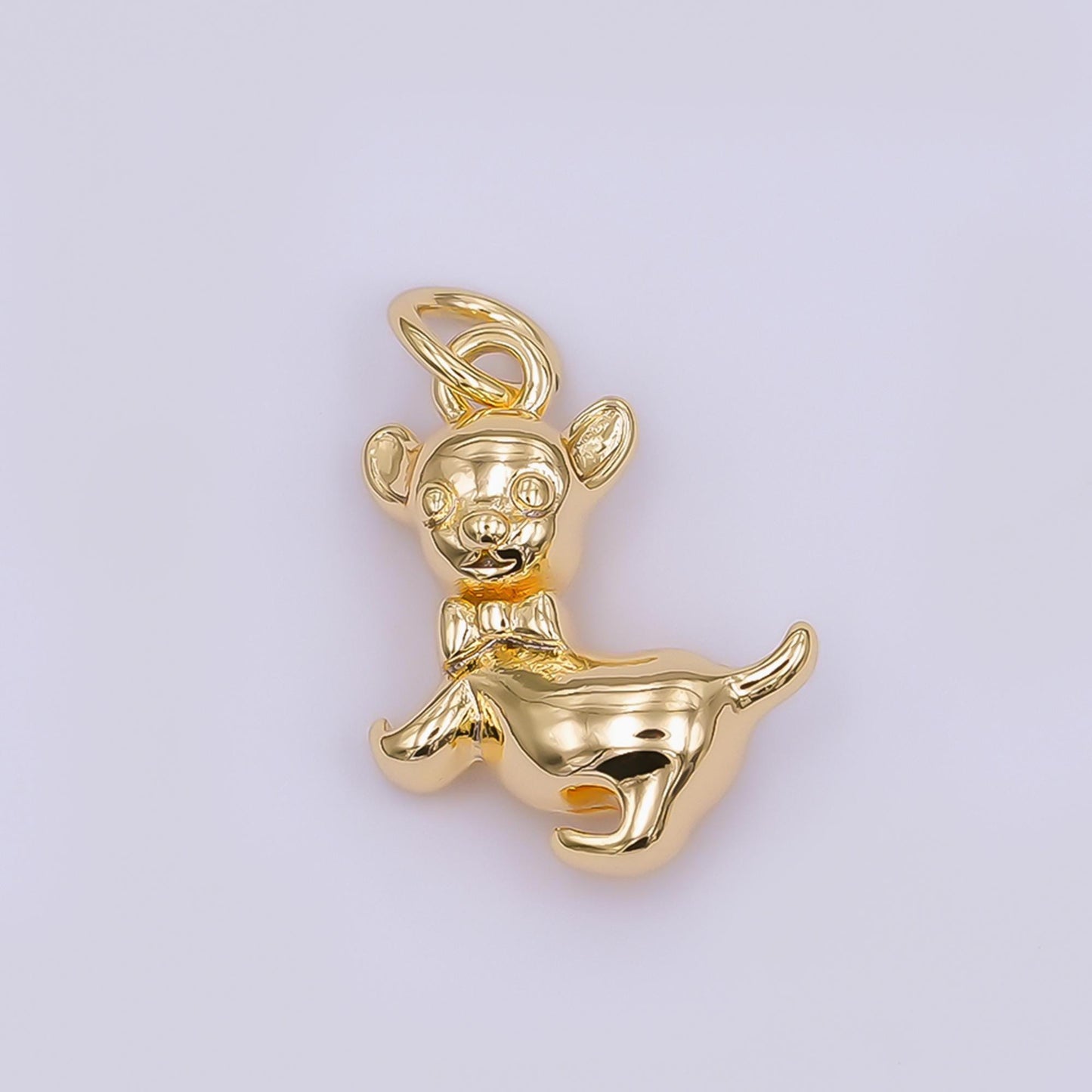 24K Gold Filled Chihuahua Puppy Dog Pet Multidimensional 3D Charm in Gold & Silver | AF478