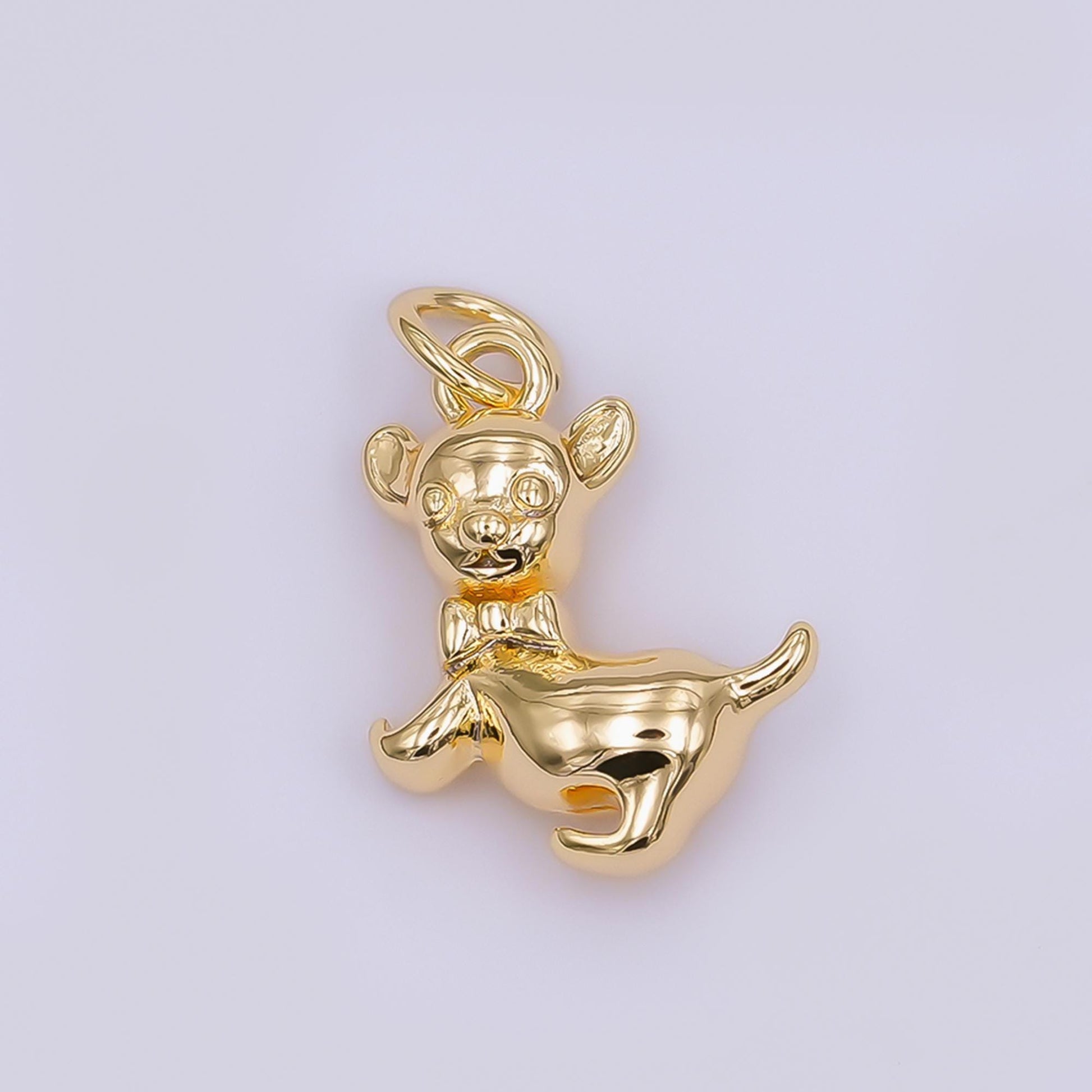 24K Gold Filled Chihuahua Puppy Dog Pet Multidimensional 3D Charm in Gold & Silver | AF478