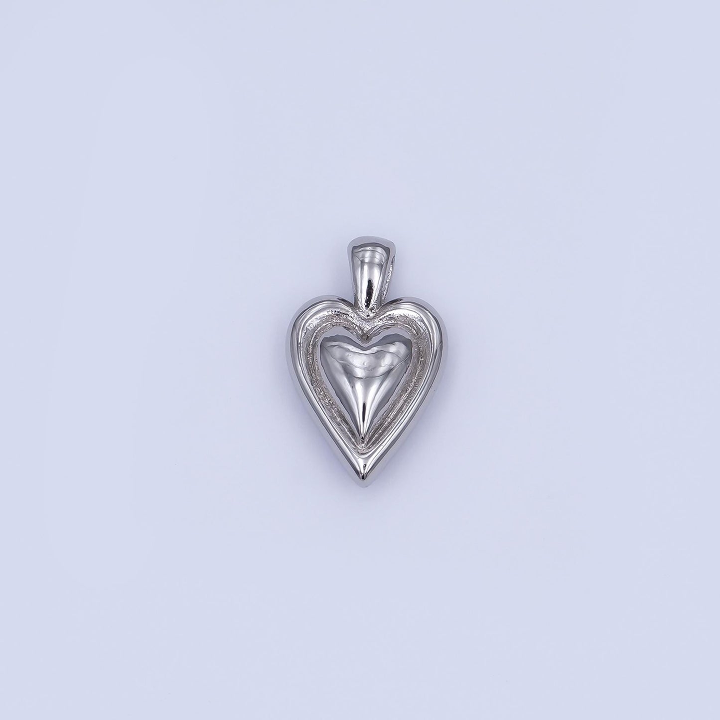 24K Gold Filled 16.5mm Chubby Heart Pendant in Gold & Silver | AH458