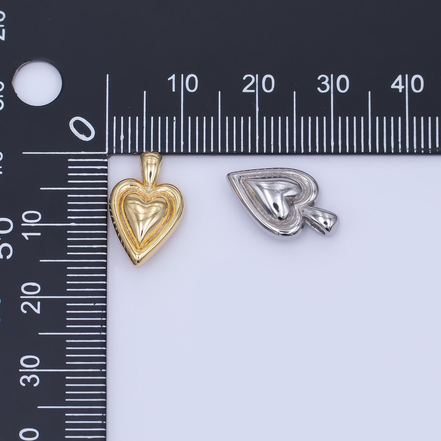 24K Gold Filled 16.5mm Chubby Heart Pendant in Gold & Silver | AH458