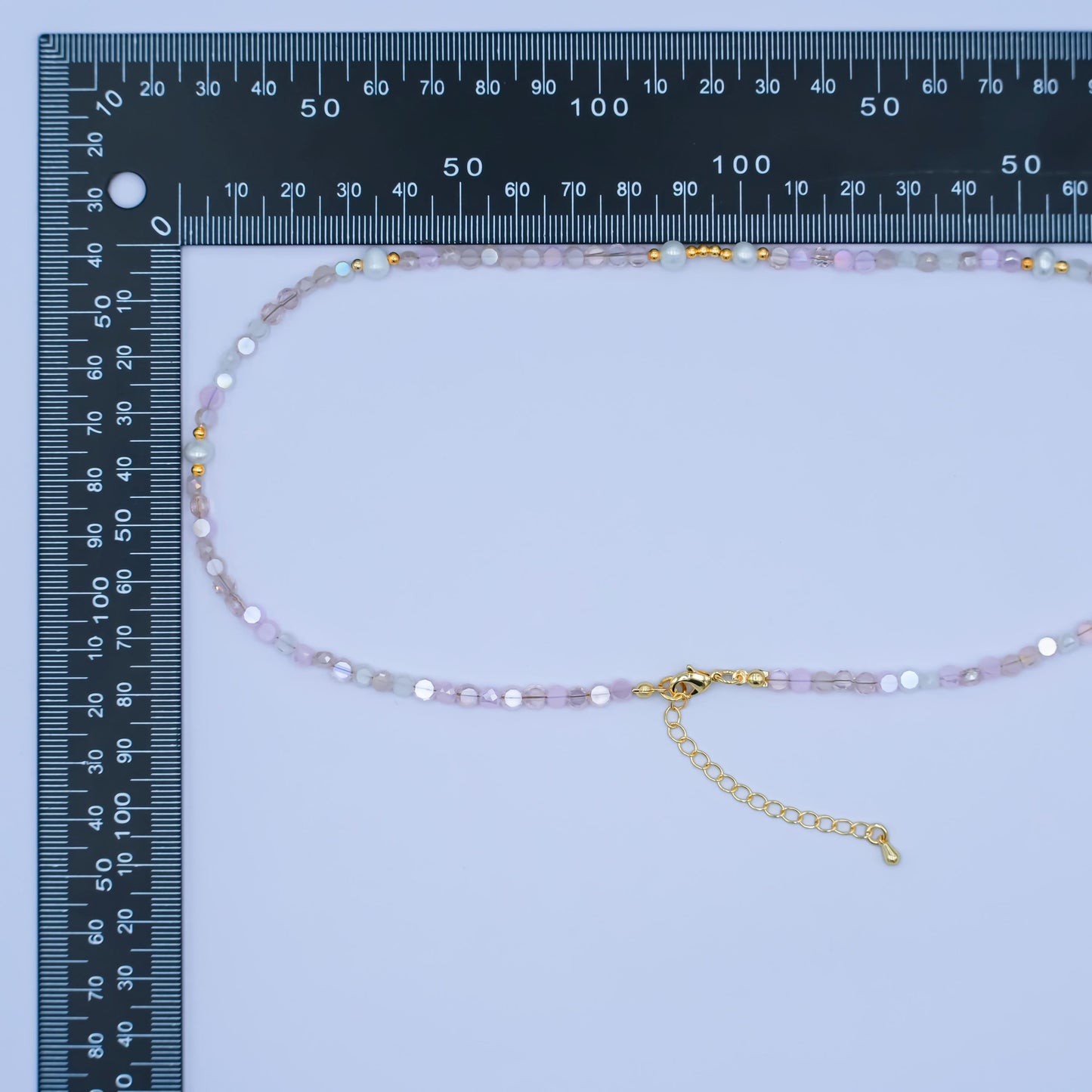 24K Gold Filled Pink Multifaceted Gemstone 17.5 Inch Necklace | WA-2973
